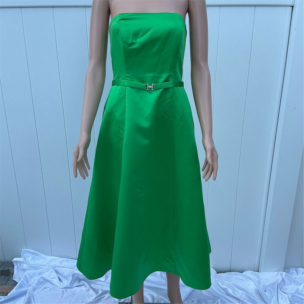 Michelangelo Vintage Strapless Green Midi Prom Dress Size 6
